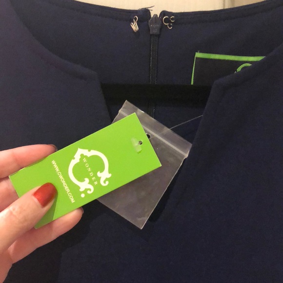 C Wonder Solid Ponte Shift Dress sleeveless Navy - Picture 4 of 7